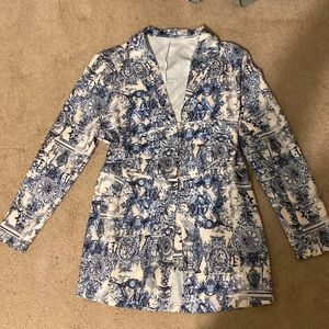 PLT blazer renaissance print dress